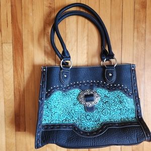 Black and turquoise purse